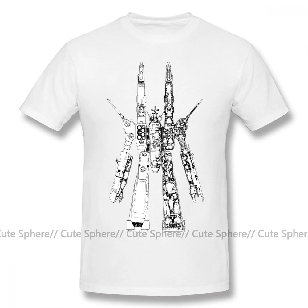 Robotech футболка SDF Macross футболка с коротким рукавом Милая футболка с принтом Лето 100 хлопок мужская футболка плюс размер - Цвет: White
