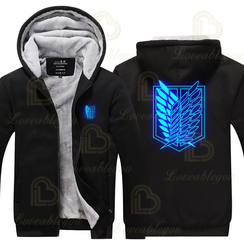 

Jacket Men 2020 New Brand Attack on Titan Winter Thick Warm Fleece Zipper Coat for Mens SportWear Tracksuit Male Hoodies