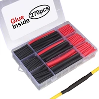 270pcs dual wall adhesive insulated heat shrink connector tubing with boxwaterproof heat shrinkable tube black red