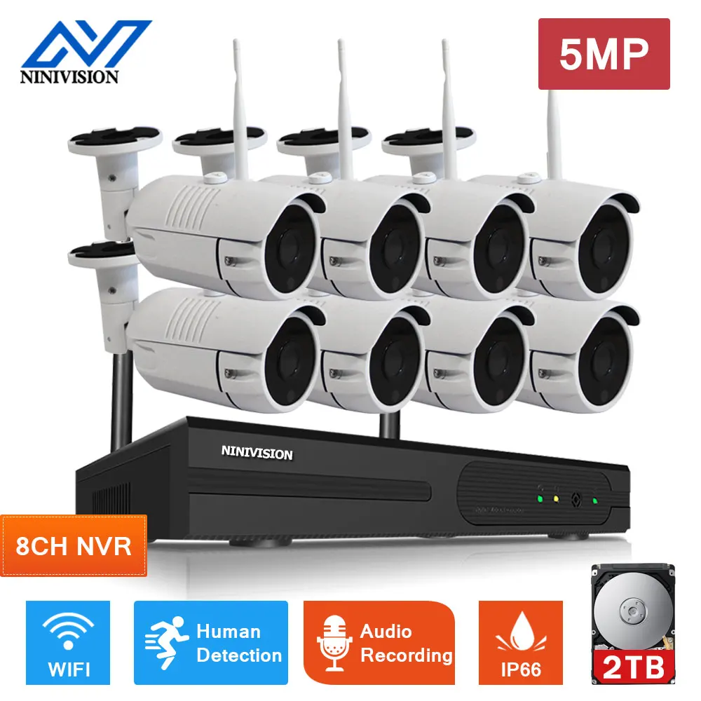 

5MP 8CH WIFI NVR Video Surveillance Kit Outdoor Waterproof Security Camera Wifi Wireless System HD CCTV IP Monitoring Camera Set