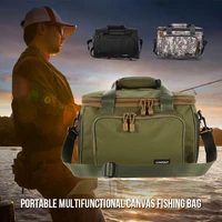 lixada 2021 new in portable multifunctional canvas fishing shoulder bag pack fishing tackle bag fishing lure reel bag pouch case