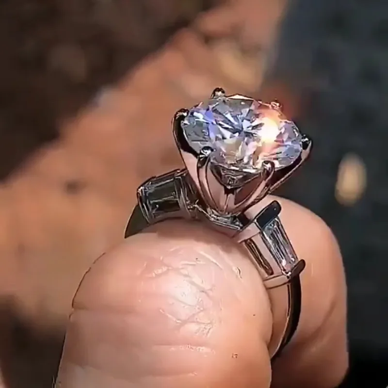 

visisap luxury big stone inlaid zircon rings for woman simple romantic silver color wedding ring high quality jewelry F210