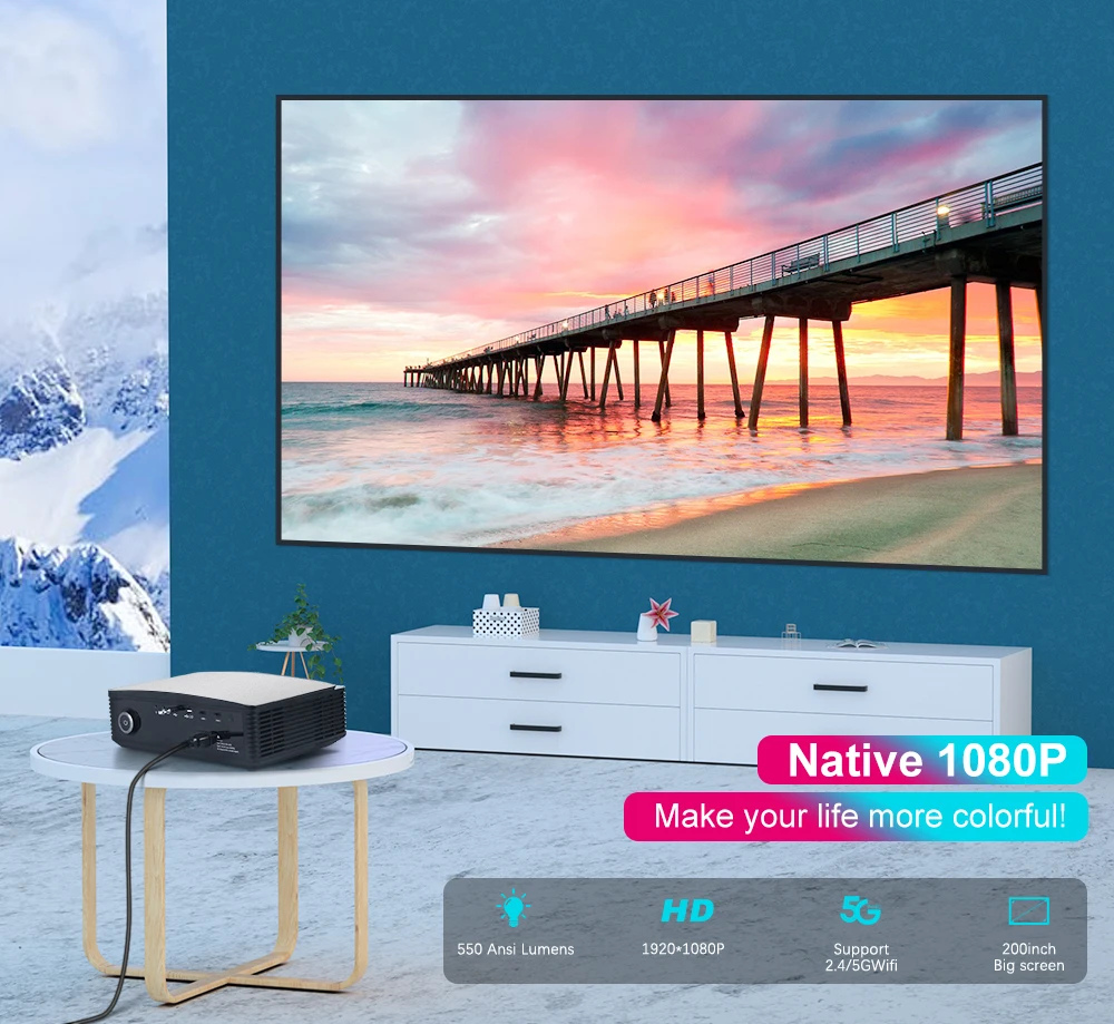 AAO YG650 Full HD 2K 4K 1080P проектор YG620 обновление Смарт Android 5G WiFi видео домашний кинотеатр