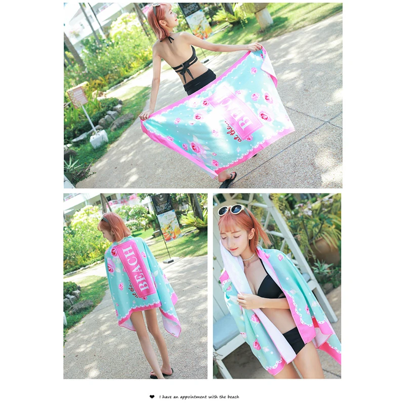 Cartoon Printing Couple Microfiber Beach Towel for Travel Beauty Gym Sport Towels Soft Face Hand Bath Car |