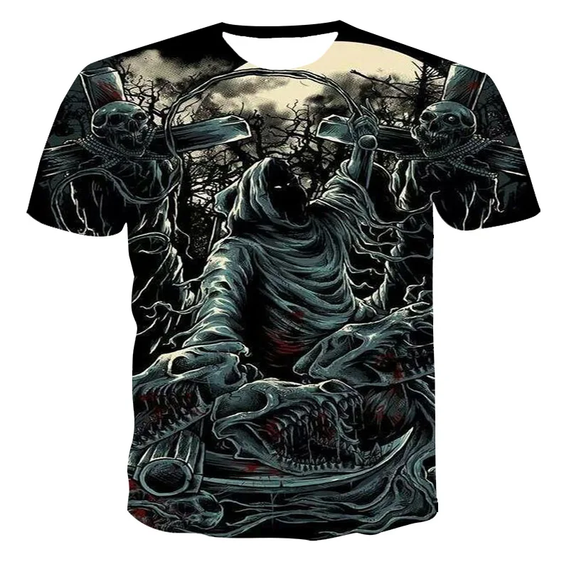 

Fashion Summer Tshirt Men 2020 3D Skull Printing Men's T-Shirt Breathable Streetwear Splicing Printing T Shirt Men XXS-6XL
