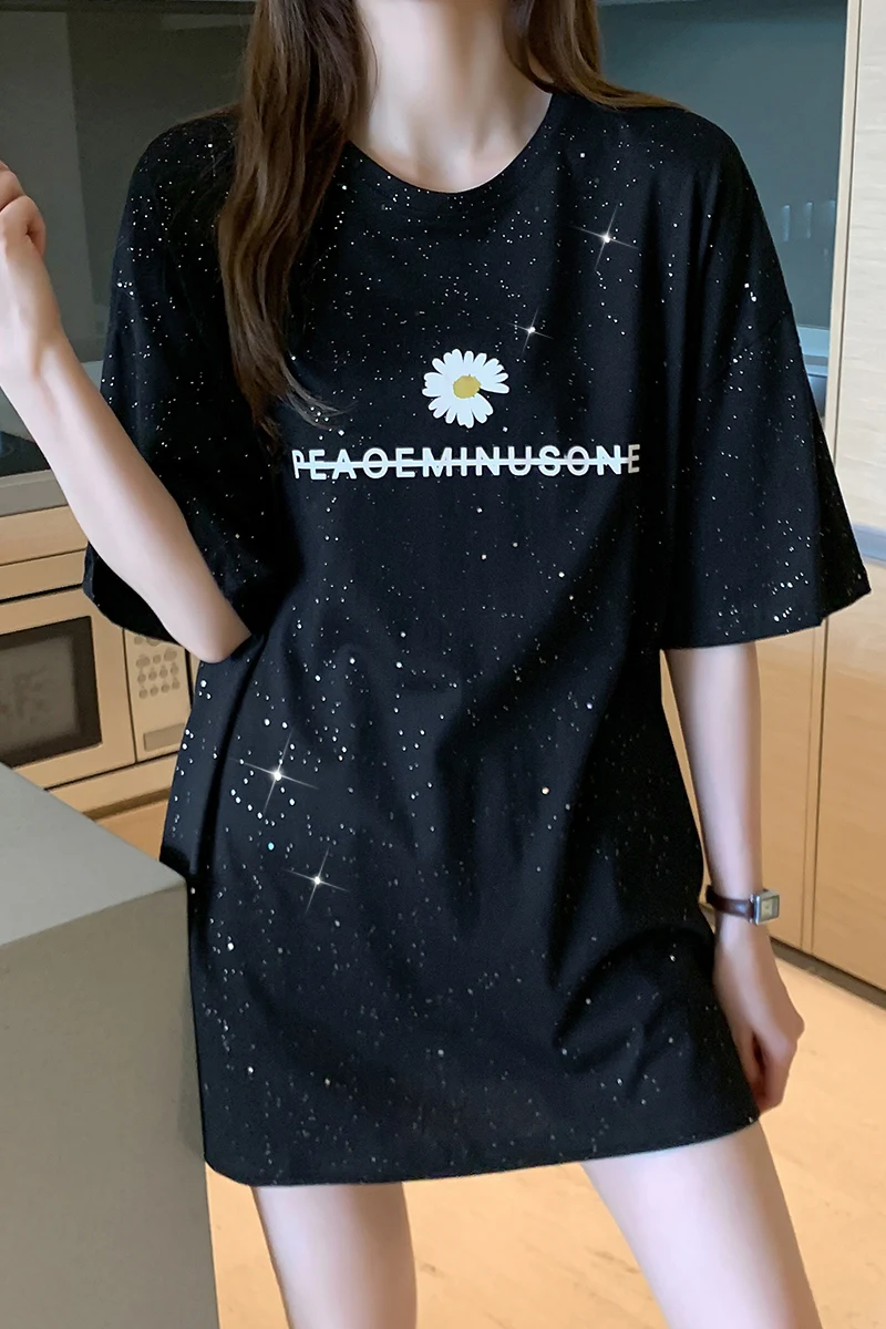 

New Short-sleeved Women's T-shirt Cotton Summer Loose Letter Printing Comfortable Fashion Tshirt Casual Round Neck T Shirt
