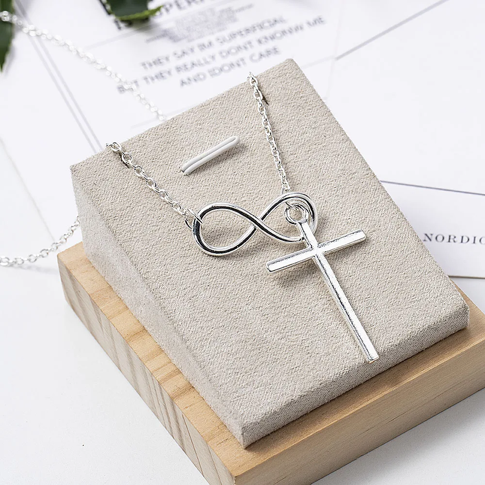 Цепочка с длинной подвеской в виде креста бесконечности для мужчин и