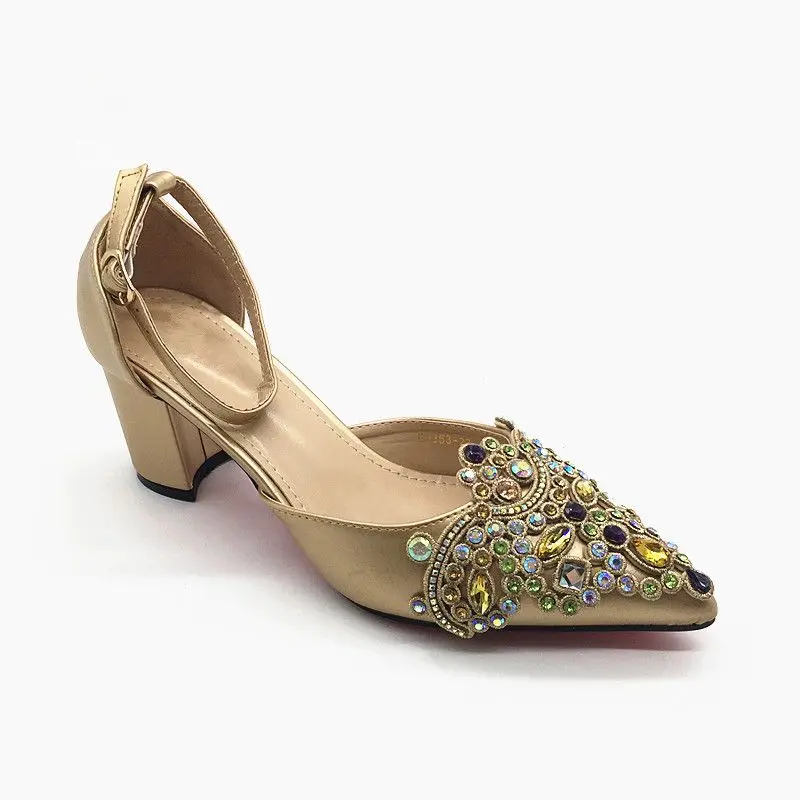 Африканская женская обувь украшенная Стразы Свадебная роскошная Итальянский