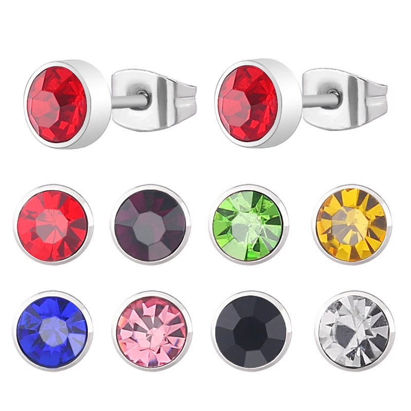 Новинка 5 мм круглый циркон серьги гвоздики для женщин из нержавеющей стали CZ AAA