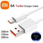 Оригинальный зарядный кабель Xiaomi 6A Turbo, зарядный кабель типа C для Mi 11 10 10T Pro 5G 9 Poco M3 X3 NFC Redmi Note 10 K40 Pro