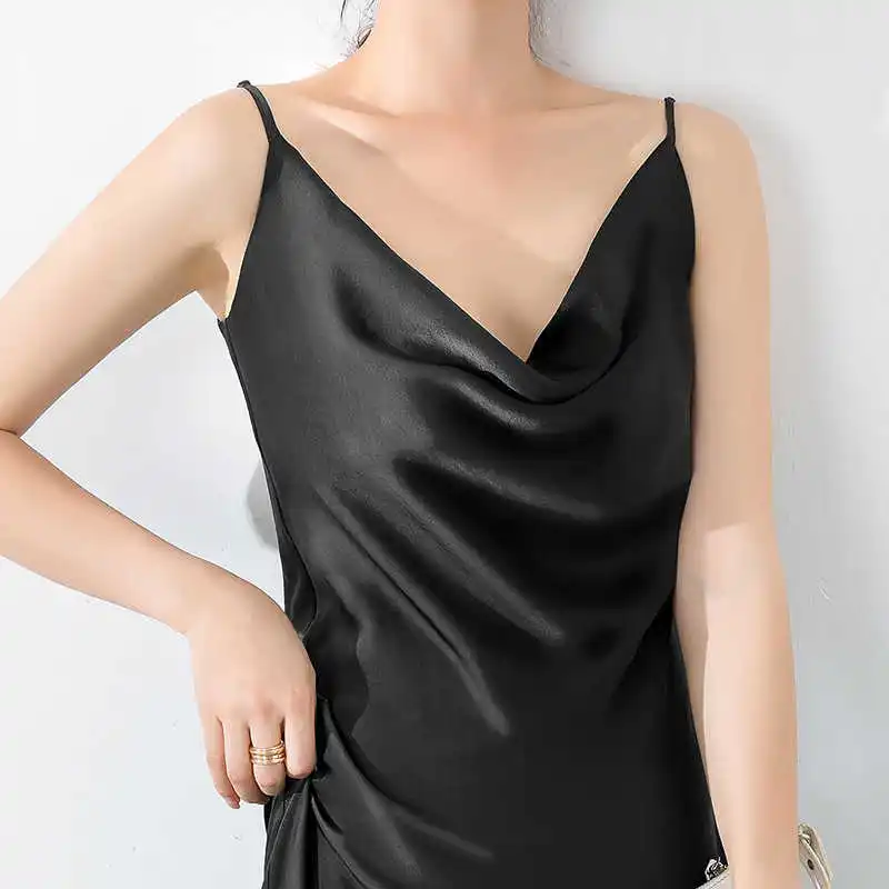 

Acetate Satin suspender dress for women wear with collar and waist