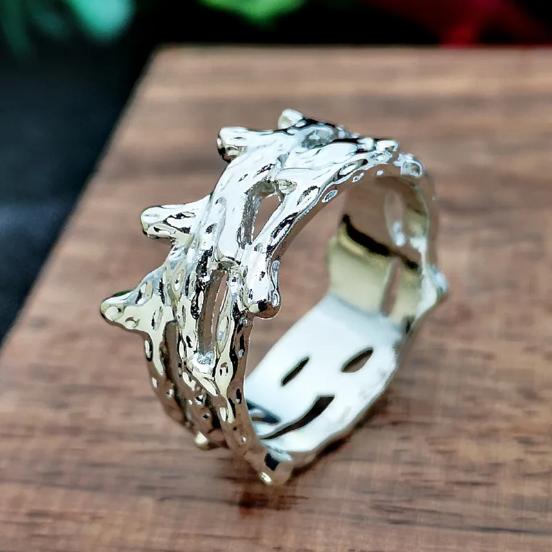 

Vintage Female Metal Branches Ring Charm Silver Color Bride Wedding Rings For Women Cute Hollow Thin Engagement Ring