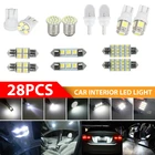 Универсальная светодиодсветодиодный лампа для салона автомобиля T10 W5W, 28 шт.