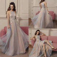 2020 evening dresses jewel sleeves lace appliques special occasion gowns custom made button back floor length prom dress