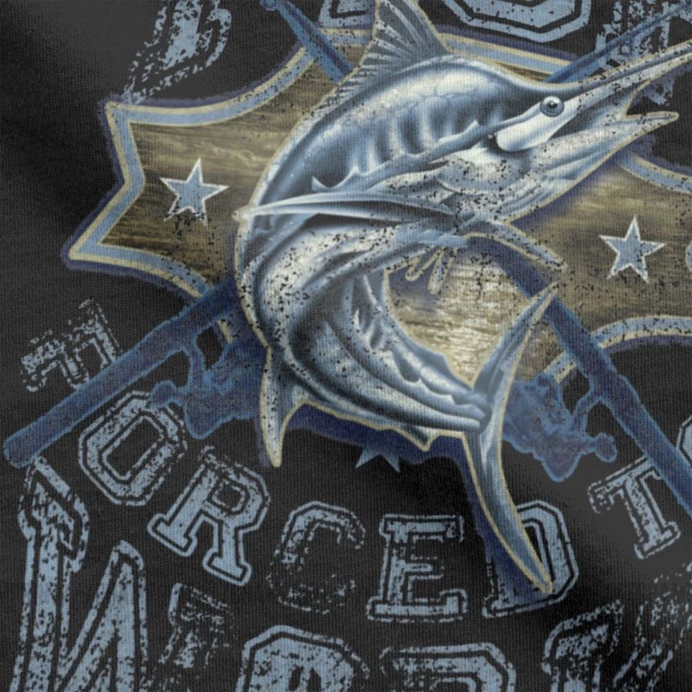 Мужская винтажная хлопковая Футболка Born to Fish с круглым вырезом коротким рукавом |