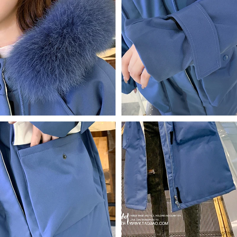 

X-Long Winter Jacket For Women Loose Parka Casual Hooded Warm Cotton Padde Coat Female Fur Collar Outerwear Female Long Coats