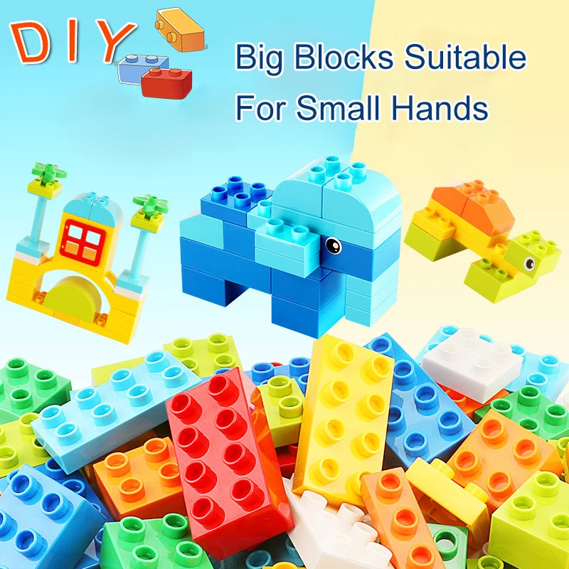 assembled big size building blocks baby early learning diy construction toddler toys for children compatible bricks kids gift free global shipping