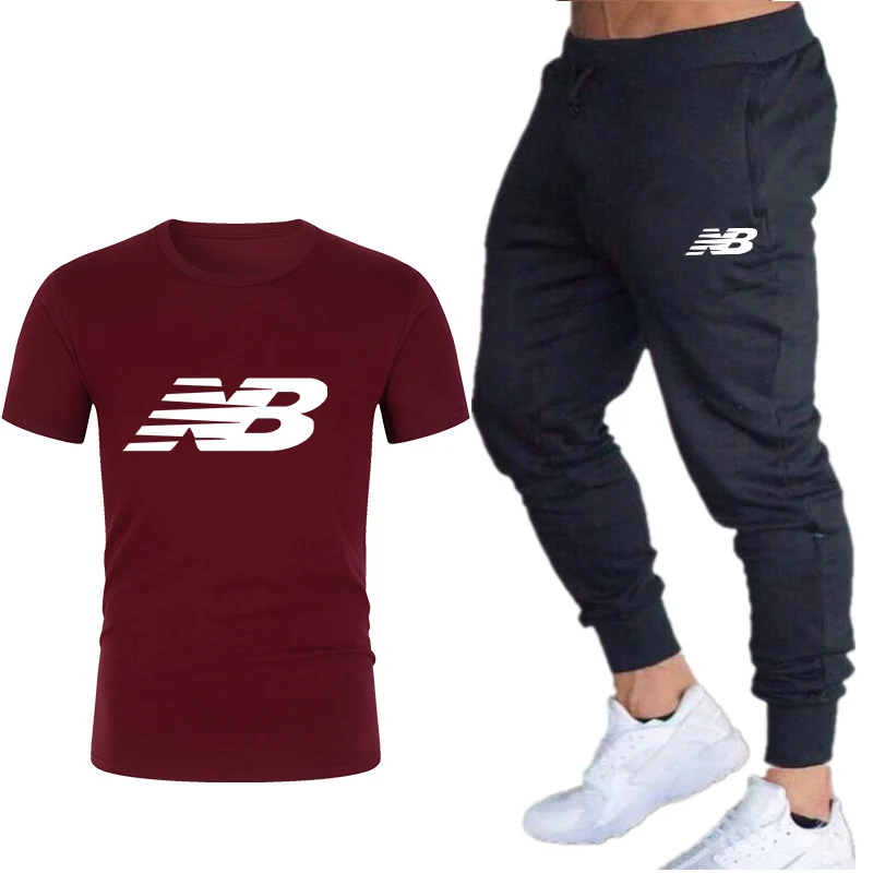 

2021 men's fashion printed two-piece sportswear suit basketball printed short-sleeved T-shirt and shorts summer cotton