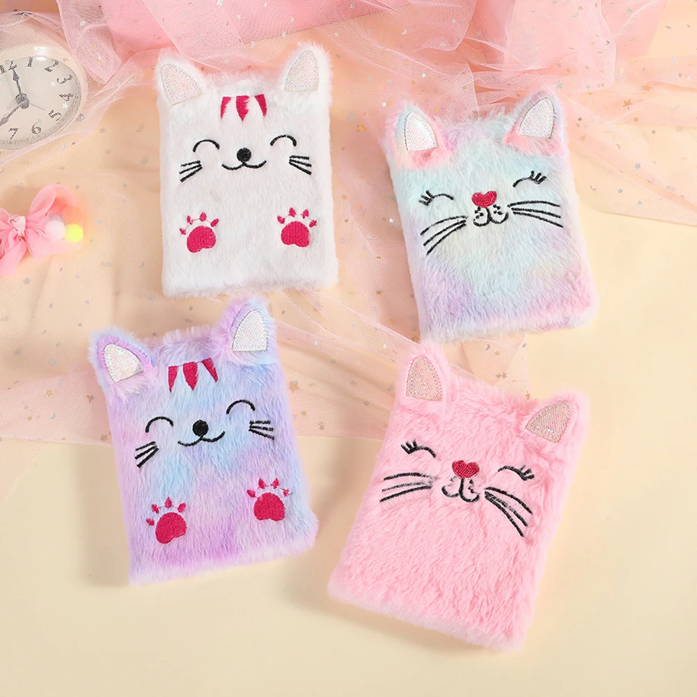 

Cartoon Cat Shape Plush Cover Notebook Plush Diary Friends Teacher Gifts School Stationery Birthday Gifts for Classmates