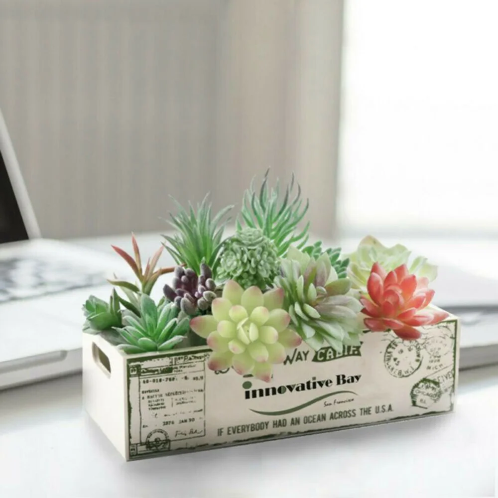 

10pcs Plastic Artificial Succulents Mini Plants Assorted Home Decor Bonsai Garden Bedroom Table Wedding Decoration