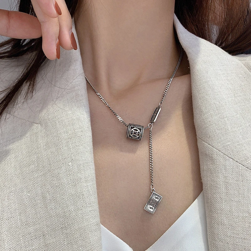 

Silver Color Money Heavy Chain Necklace for Women Handmade Jewelry