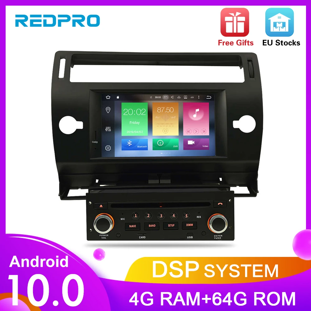 Android 9 0 сенсорный экран автомобильный GPS DVD стерео для Citroen C4 C Triomphe Quatre 2004 2009 Видео