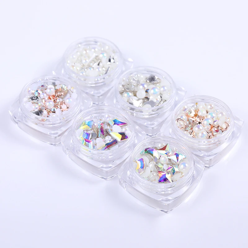 1 коробка голографические Стразы для ногтей смешанный размер гвозди шпильки