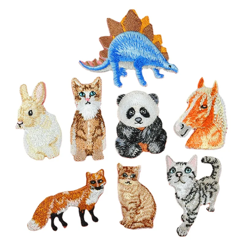 

Cartoon Panda Cat Dinosaur Animal Patches Sewing Embroidered Applique for Jacket Clothes Stickers Badge DIY Apparel Accessories
