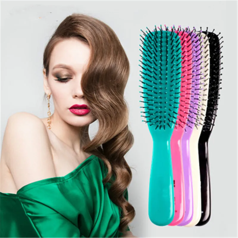 New Hair Brush Scalp Massage Comb Bristle Nylon Women Wet Detangle Curly Salon Hairdressing Styling | Красота и здоровье