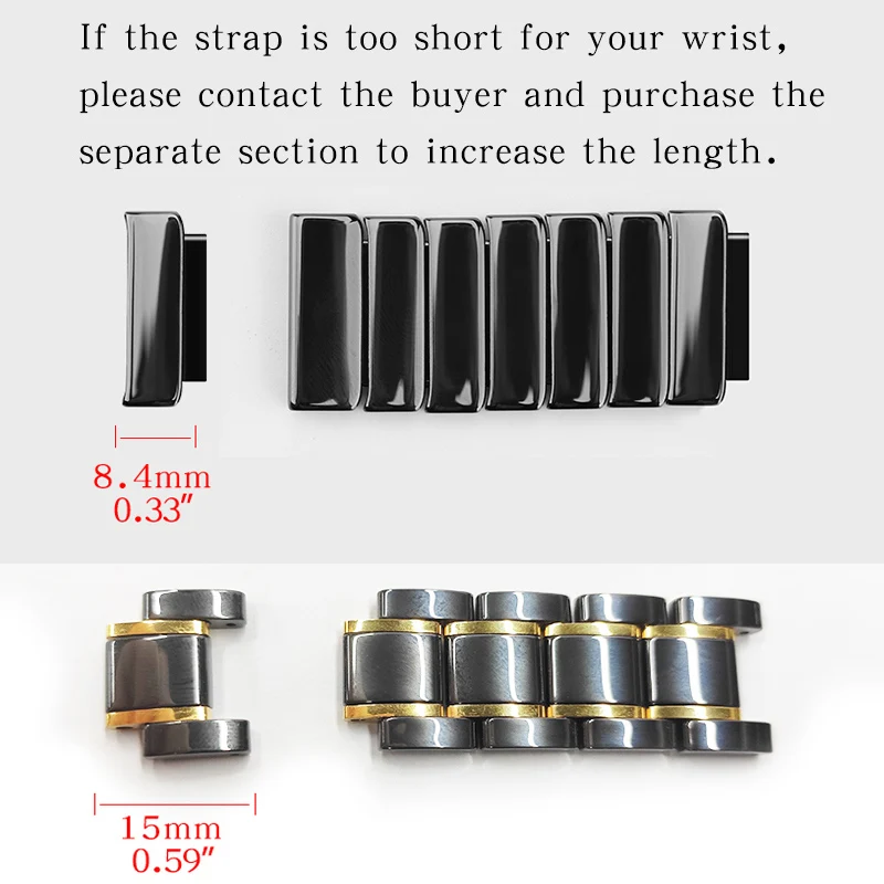 If the strap is too short for your wrist, please contact the buyer and purchase the separate section to increase the length. if the music is too loud