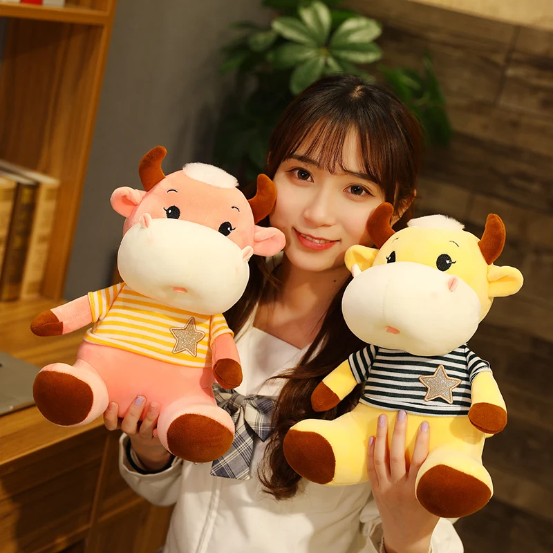 Горячая Huggable Kawaii корова Pet кукла чучела милое животное крупного рогатого скота