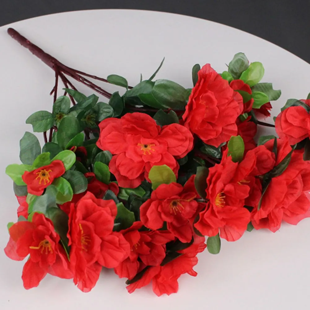 

7 Branch/bouquet Bouquet Artificial Red Azalea Flowers Plastic Silk Cloth Flowers Bushes Wedding Home Garden Decoration