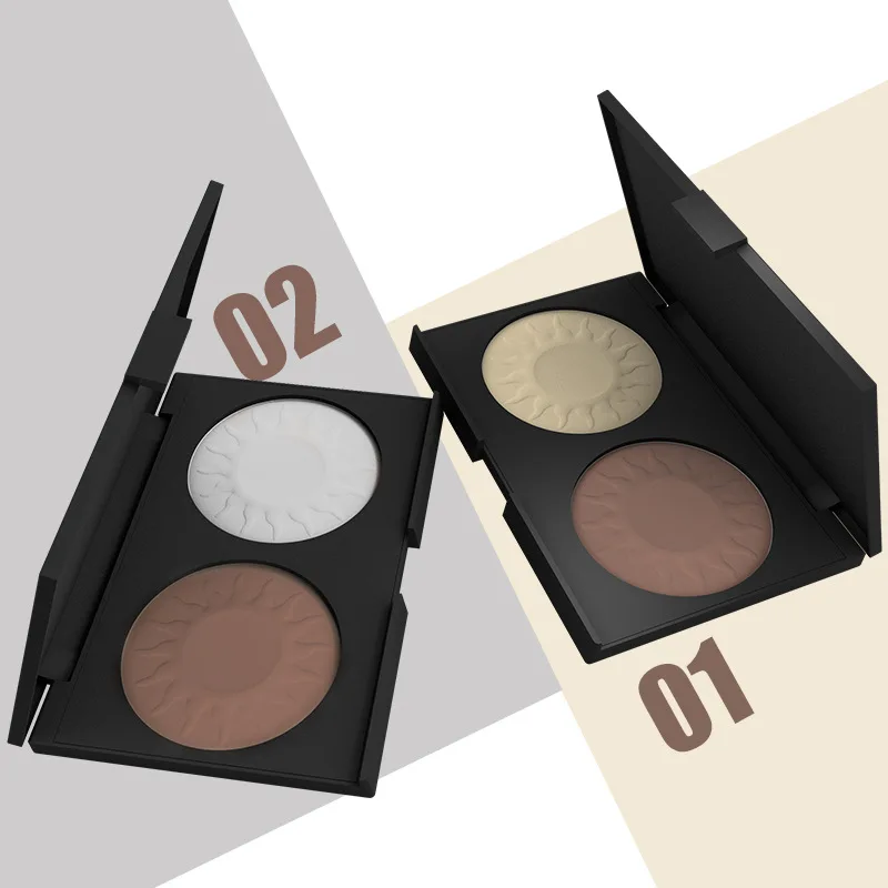 

Makeup Two-Colors Repair Powder Palette Silky Contour Shadow Highlight Profile Fixing Powder Eyebrow Eyeshadow Multi-function