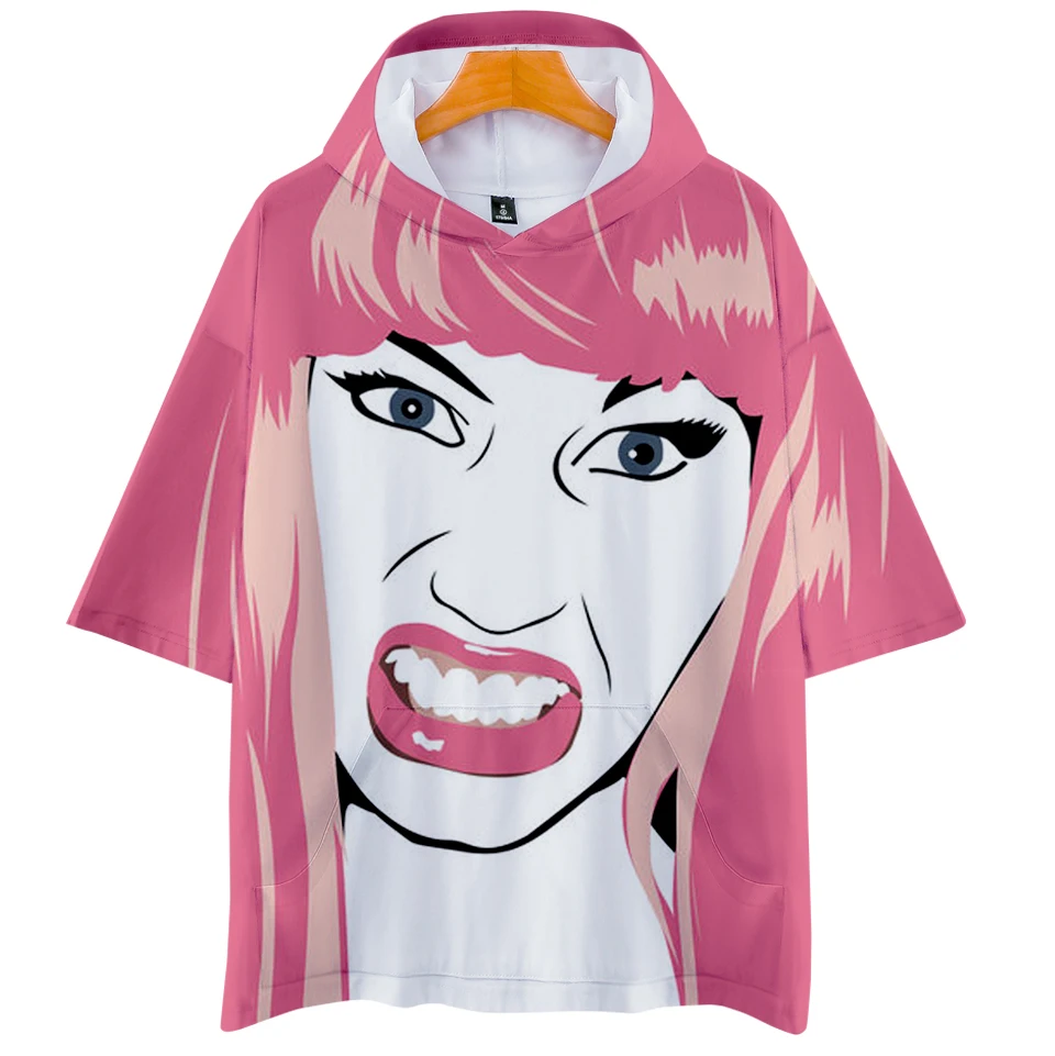 FRDUN TOMMY Nicki Minaj 3D Pop Short Sleeve Hoodie Women Soft Fashion Autumn Warm Hip Hop Hoodies Clothes 4XL | Мужская одежда