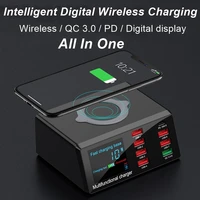 ilepo 100w 8 ports usb charger quick charge 3 0 hub wireless charger charging station pd fast charger for iphone samsung huawei