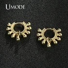 Женские серьги-кольца с круглыми бусинами, золотого цвета