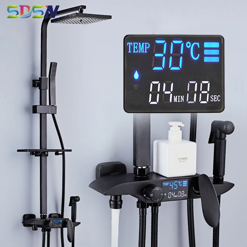 Набор для душа с дождевой насадкой латунный кран ванной комнаты цифровая лейка