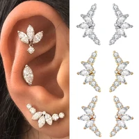 unique design gold filled cubic zircon cz stud earrings for women engagement wedding big earings fashion gift jewelry