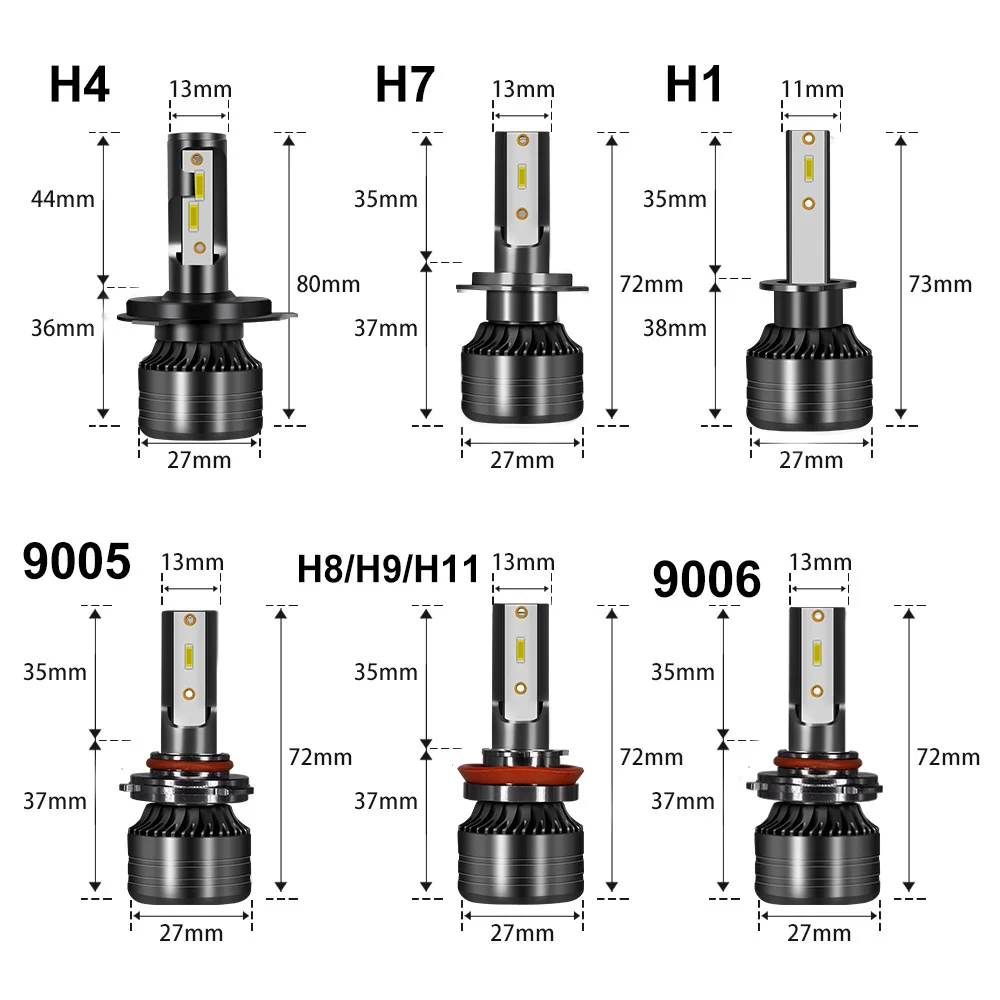 

YHKOMS Canbus H4 H7 LED Car Headlight H1 H8 H9 H11 9005 9006 9012 LED Lamp Auto Headlamp Led Lights Fog Lighting 12V 6000K