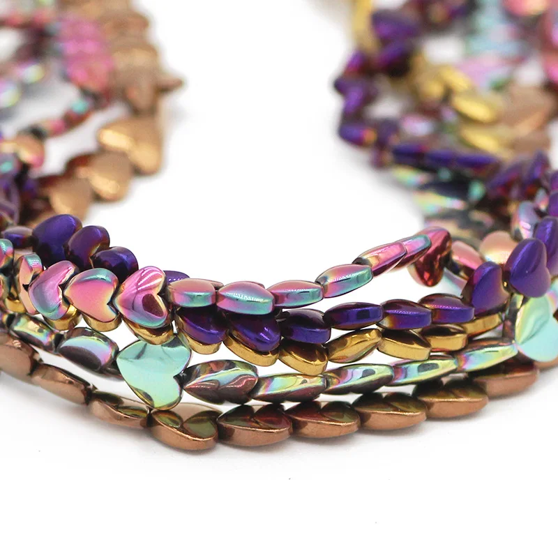 Синие золотые зеленые красные фиолетовые 6/8 мм персиковые сердца гематит