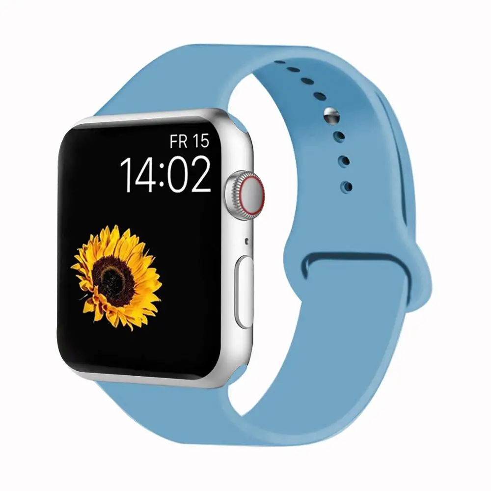 Cornflower 32 Цвета мягкого силикона замена спортивный ремешок для Apple Watch группа 44 мм 40 мм Series4/3/2 /42 мм 1 38 мм наручные браслет ремень - Цвет ремешка: Cornflower