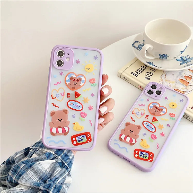 Summer cartoon Swimming ring bear clear Phone Case for iPhone 11 Pro Max case Cute cover XS MAX XR X 7 8 Plus SE Case|Бамперы| |