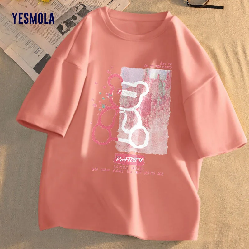 YESMOLA женская футболка с мультяшным принтом кролика 2021 летняя новая повседневная