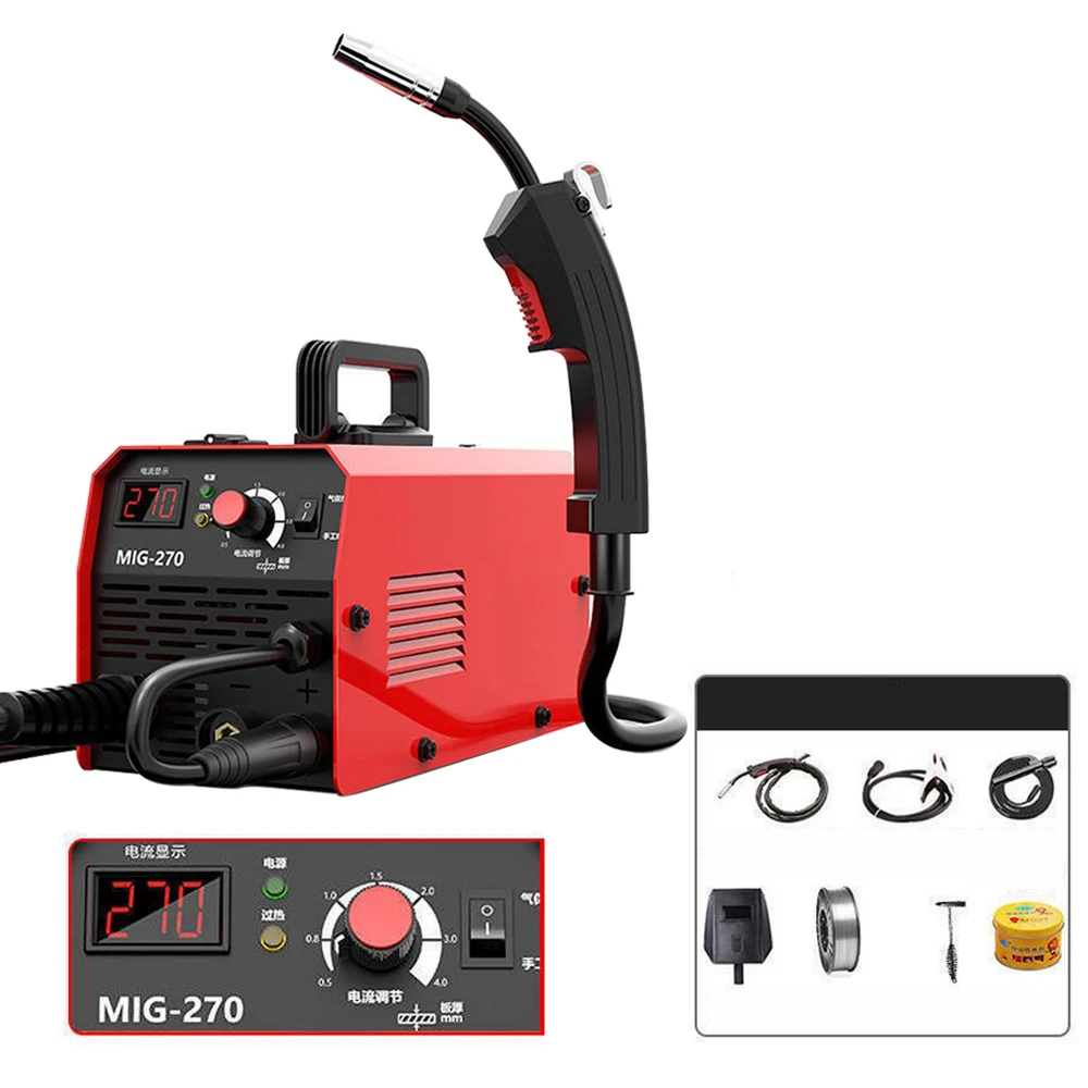

Газовый сварочный аппарат Mig-270, компактный цифровой дисплей, 220 В, для бытовой бесгазовой сварки, Защита Газа