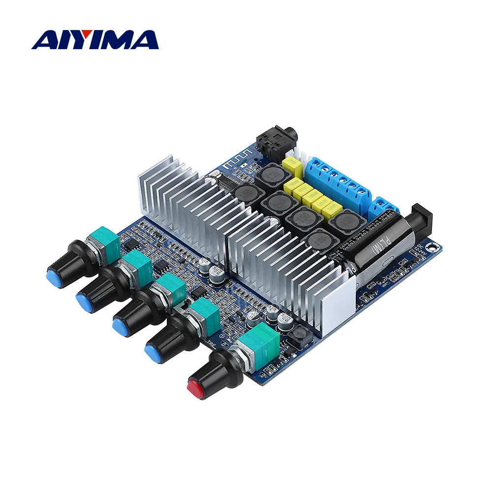 Canais de Alta Amplificadores de Áudio 2*50w + 100w Aiyima Subwoofer Amplificador Placa 2.1 Potência Bluetooth 5.0 Dc12v-24v Tpa3116
