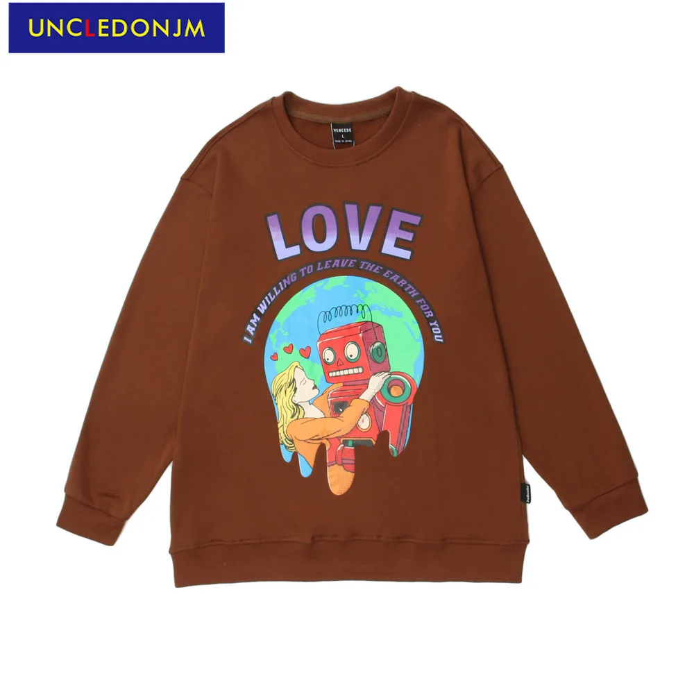 

UNCLEDONJM мультфильм Свитшот уличный хип-хоп Свободный свитшот Harajuku одежда мужские свитшоты