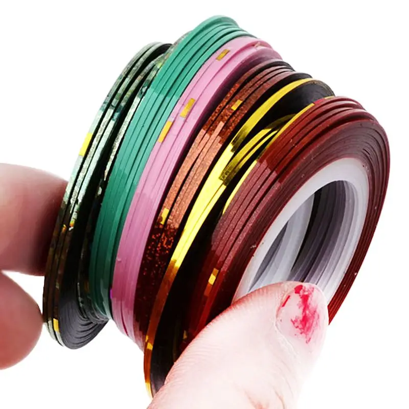 1 рулон дизайн ногтей 20 м клейкая полосовая лента линии наклейки украшения |