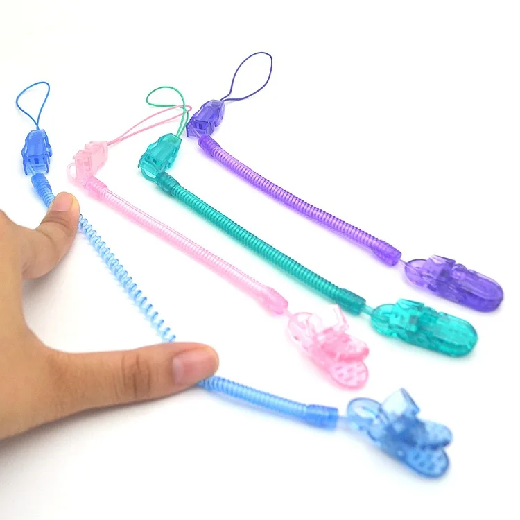 

4 Colors Baby Infant Toddler Dummy Pacifier Spring Soother Nipple Clip Chain Holder Strap