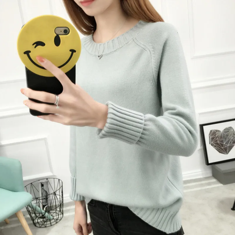 Winter Warm Green Loose Pullover Women Knitted Sweater Fall Ladies Elegant Slim Korean Sweaters Autumn Female Knitwear Tops | Женская
