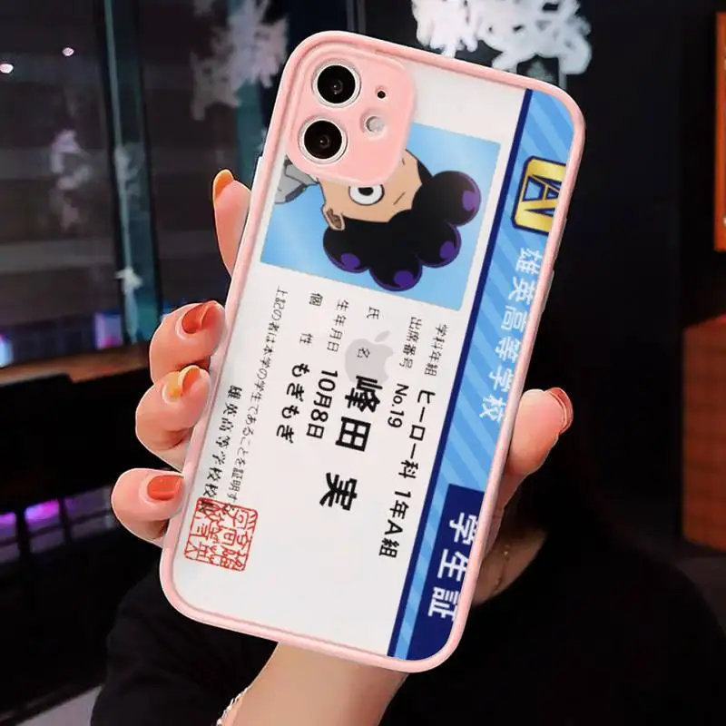 

My Hero Academia Midoriya Phone Case For iPhone 12 11 Mini Pro XR XS Max 7 8 Plus X Matte transparent Pink Back Cover